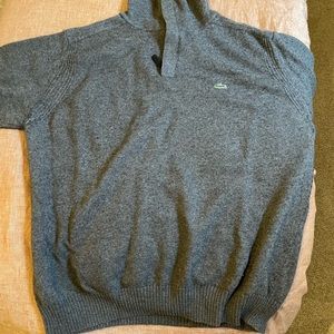 Lacoste heather grey lightweight wool 1/4 zip pullover